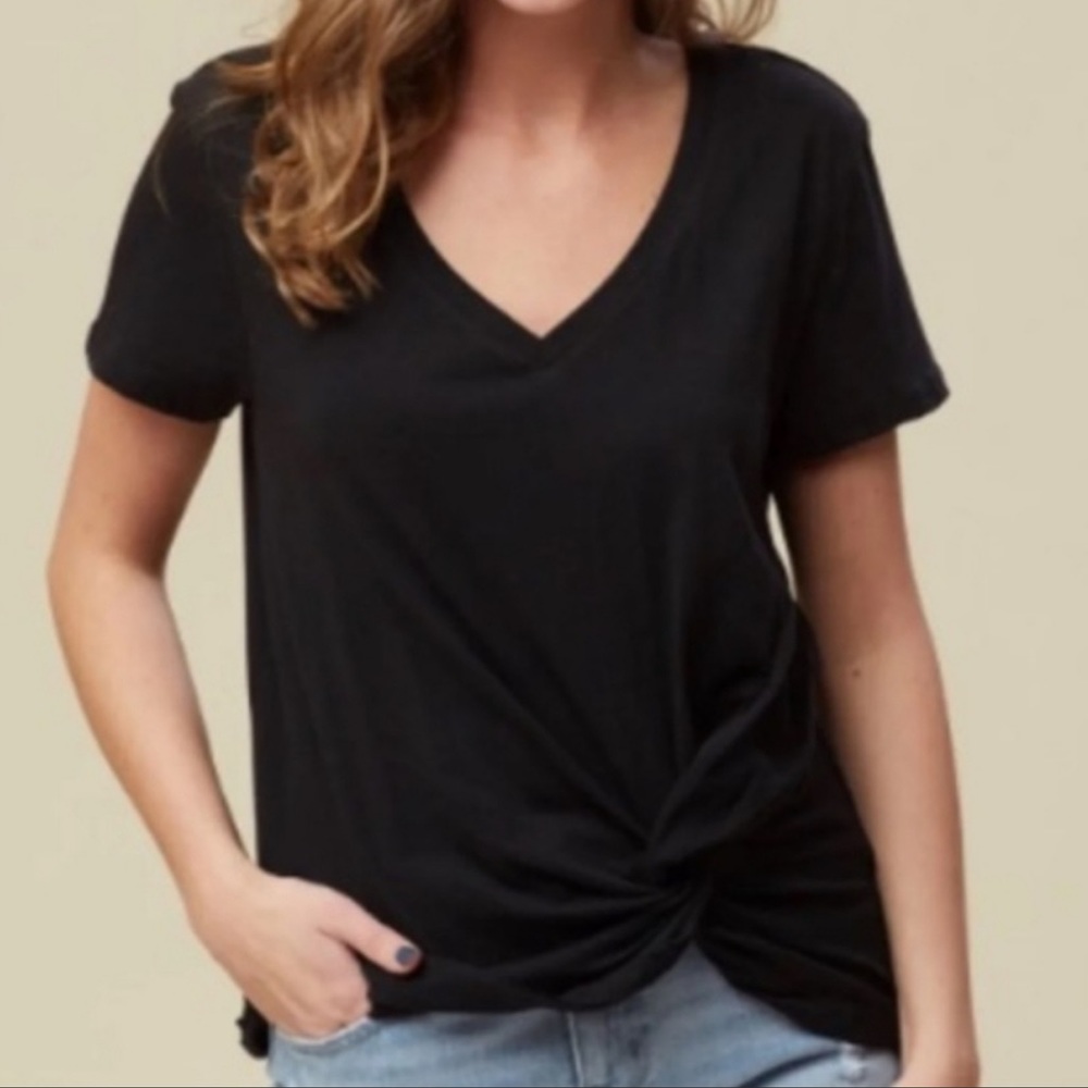 Altar’d State Black Tee Shirt Twist Tie Detail